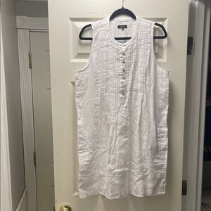 Quince White Sleeveless Button-Down Dress